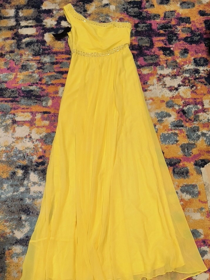 Nwt Bcbgmaxazria Canary Yellow Beaded One Shoulder Evening Gown -See Description